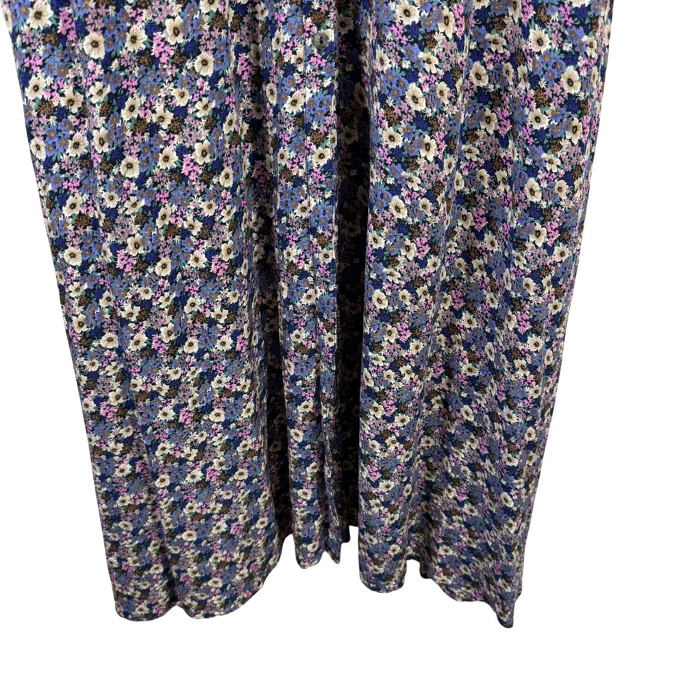 Natural Life Floral Maxi Dress Womens Large Button Front Smocked Sleeve Boho L - Picture 3 of 13